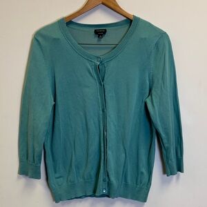 Talbots Teal Button-Up Cardigan